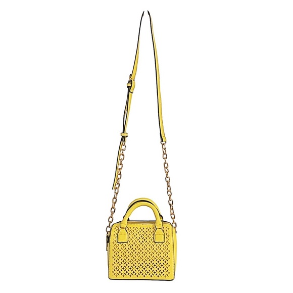 MMS Purse Yellow Laser-cut Petite Small Size Satchel / Cross Body — handbag - Picture 4 of 12